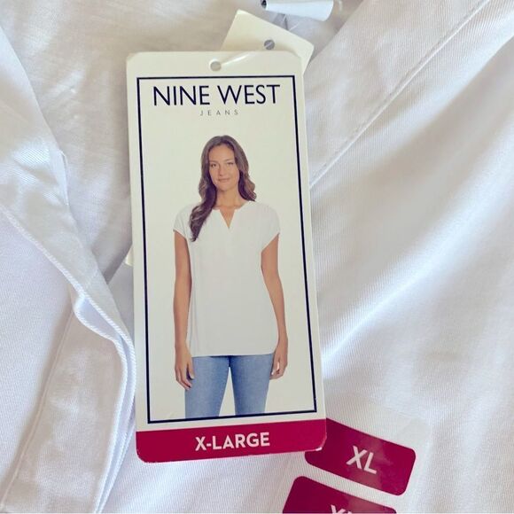 Nine West Women’s Short Sleeve Contemporary White V-Neck Top Size XL NWT - Picture 5 of 9